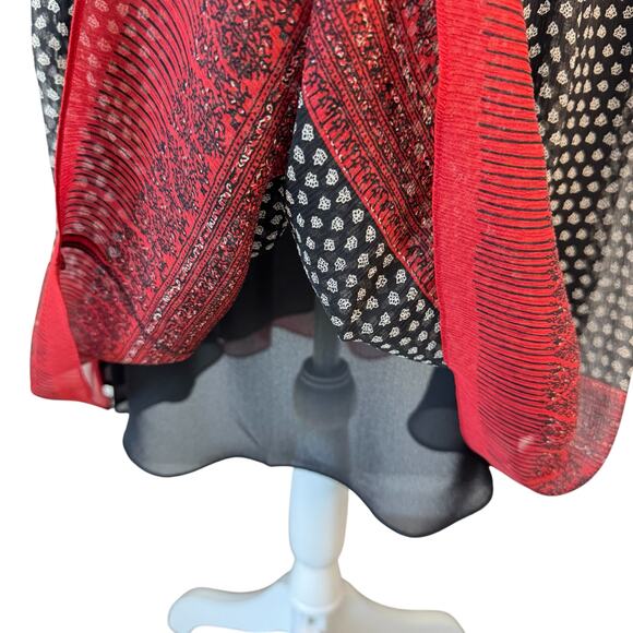 ANNE KLEIN Skirt Womens 4 Black Red Vintage Pleated Silk Chiffon Delicate - Picture 9 of 10